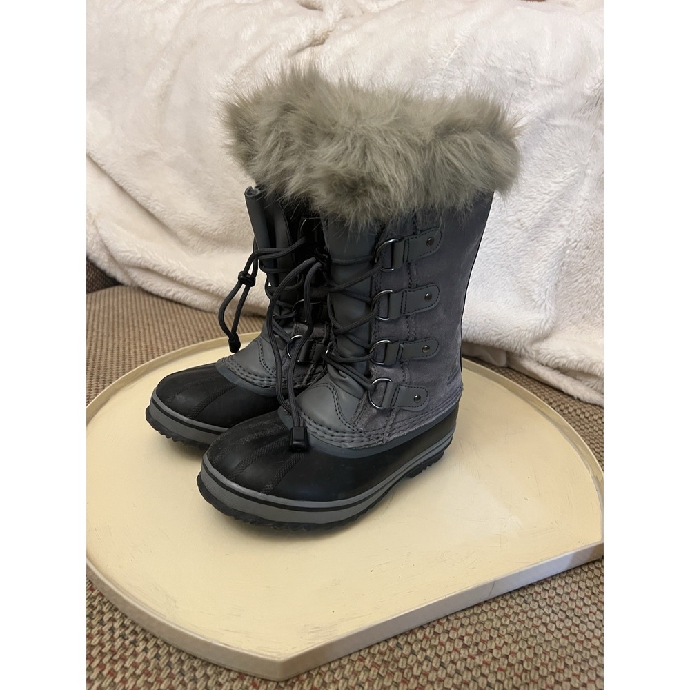 Sorel Joan of Arctic Snow Boots Quarry Suede Leather Winter Rubber Youth Size 2